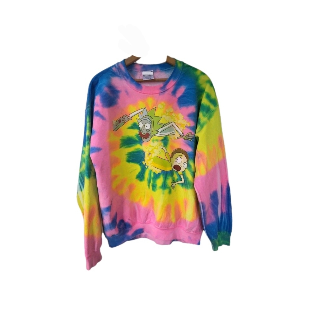 Rick & Morty Adult Swim Ripple Junction Tie Dye Sweatshirt / Adult S Oversized